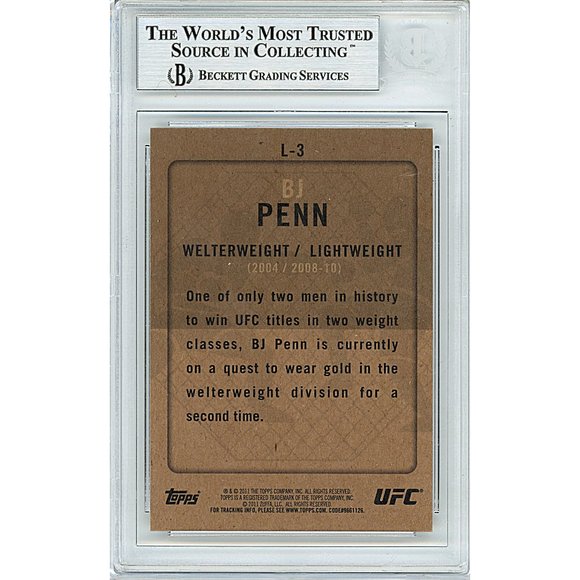 BJ Penn Signed 2011 Topps UFC Title Shot Legacy Card Beckett BAS B.J. Autograph - Picture 2 of 4